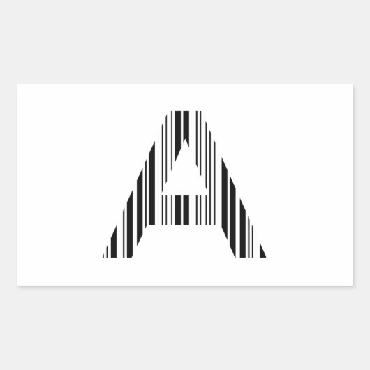 BRIEF A BAR CODE Eerste Initiaal Barcode Patroon Rechthoekige Sticker (Voorkant)