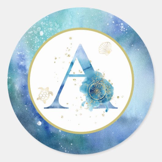 *~* BRIEF A - Beach Nautical Envelope Sticker (Voorkant)