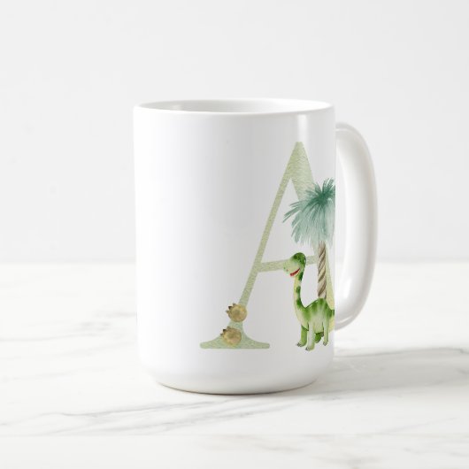 Brief A met dinosaurus Koffiemok (Voorkant rechts)