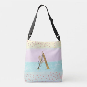 *~ BRIEF A - Monogram Gold Glitter Pastel Colors Crossbody Tas