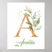 Brief A monogram groen eucalyptusgoud Poster (Voorkant)