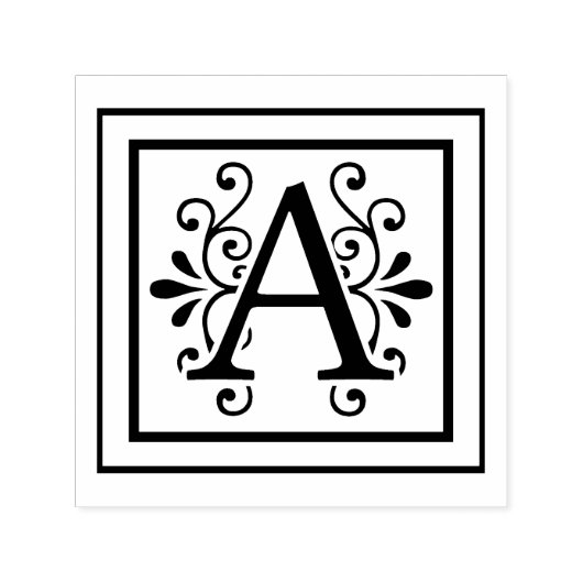 Brief A Monogram Zelfinktende Stempel (Design)