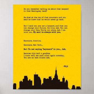 Brief aan Ash Banana Fish Poster