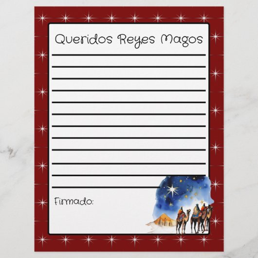 Brief aan de Drie Wijze Mannen Rood + Kleurplaat (Voorkant)