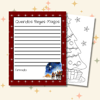 Brief aan de Drie Wijze Mannen Rood + Kleurplaat