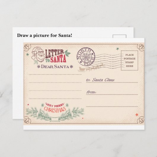 Brief aan de Kerstman Briefkaart (Voorkant / Achterkant)