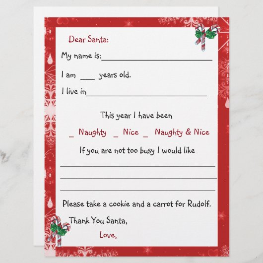 Brief aan de Kerstman, Kandijstokken en Sneeuwvlok (Voorkant / Achterkant)