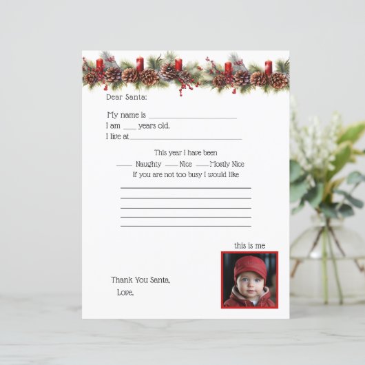 Brief aan de Kerstman, met foto van kind (Staand voorkant)