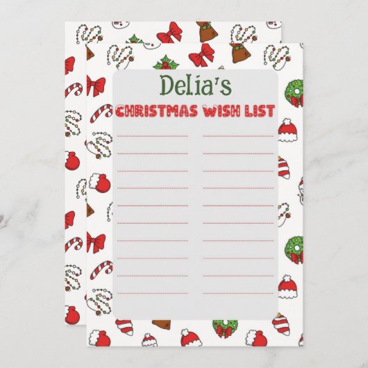 Brief aan de Kerstman met kindernaam Kaart (Voorkant / Achterkant)