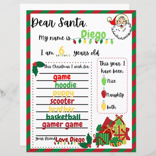 Brief aan de Santa (Voorkant / Achterkant)