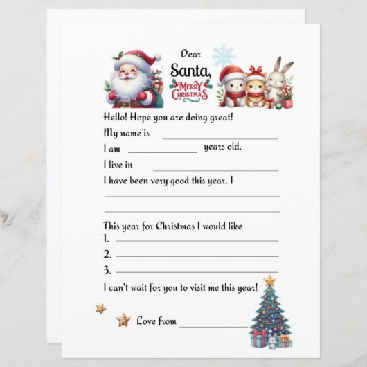 Brief aan de Santa (Voorkant / Achterkant)