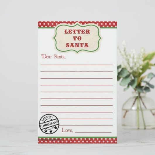 Brief aan de Santa Briefpapier (Staand voorkant)