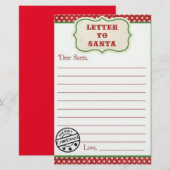 Brief aan de Santa Briefpapier (Voorkant / Achterkant)