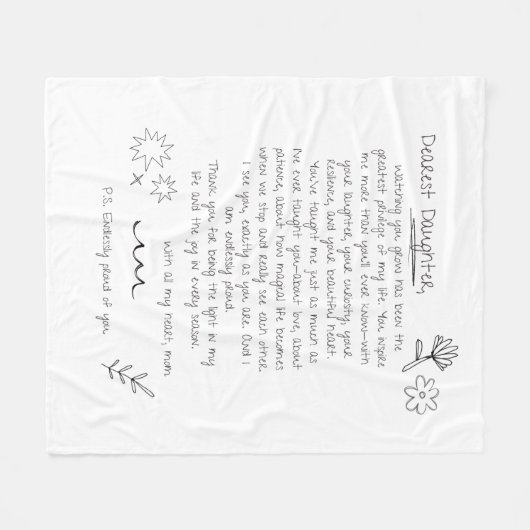 Brief aan dochter fleece deken (Voorkant (Horizontaal))