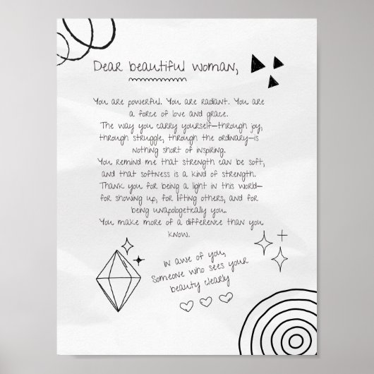 Brief aan een mooie vrouw poster (Voorkant)