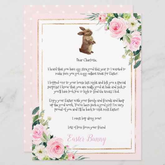 Brief aan het kind van de paasbunny kaart (Voorkant / Achterkant)