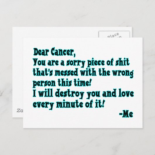 Brief aan kanker briefkaart (Voorkant / Achterkant)