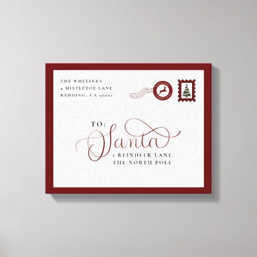 Brief aan kerstfeestdoek voor de kerstfeestdag van canvas afdruk (Voorkant)