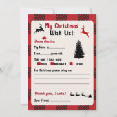 Brief aan Kerstman Kerst geruite verlanglijst  Kaart (Voorkant)