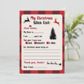 Brief aan Kerstman Kerst geruite verlanglijst Kaart (Staand voorkant)