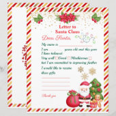 Brief aan Kerstman Kerstwenslijst voor kinderen (Voorkant / Achterkant)