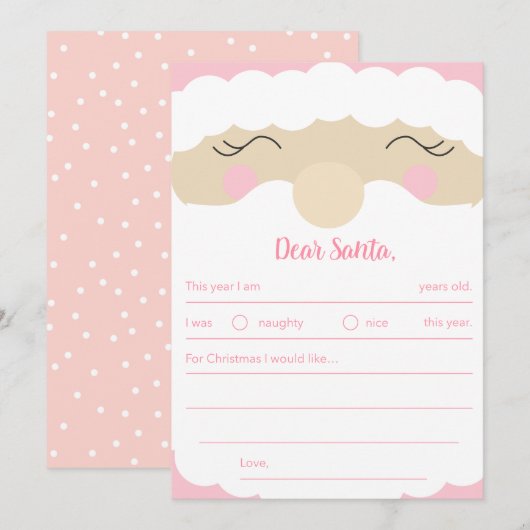 Brief Aan Kerstman Pinkmas Feestdagenkaart (Voorkant / Achterkant)