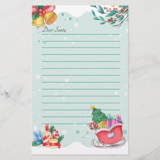 Brief aan Kerstman Vakantie Briefpapier (Voorkant)