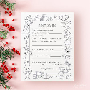 Brief aan Kerstman & Wensenlijst met Kleurplaat