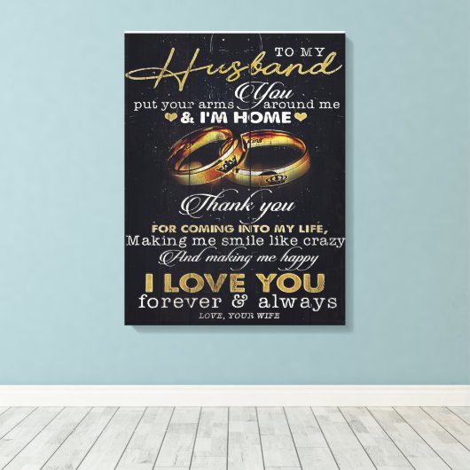 Brief aan mijn man: Love citeert Letter Canvas Afdruk (Insitu (Houten vloer))