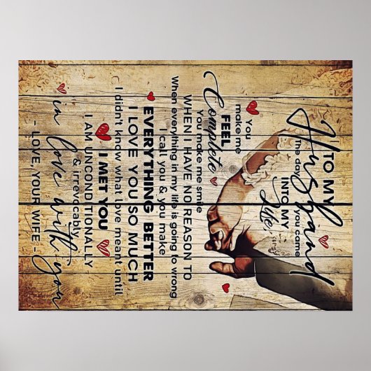 Brief aan mijn man, mooie citaten cadeau poster (Voorkant)