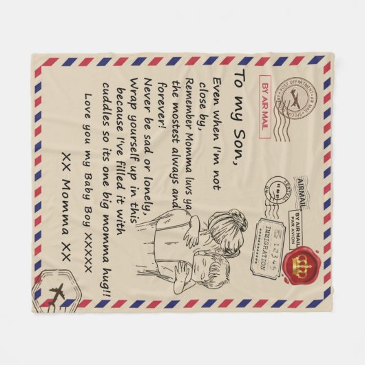 Brief aan mijn zoon van mam fleece deken (Voorkant (Horizontaal))