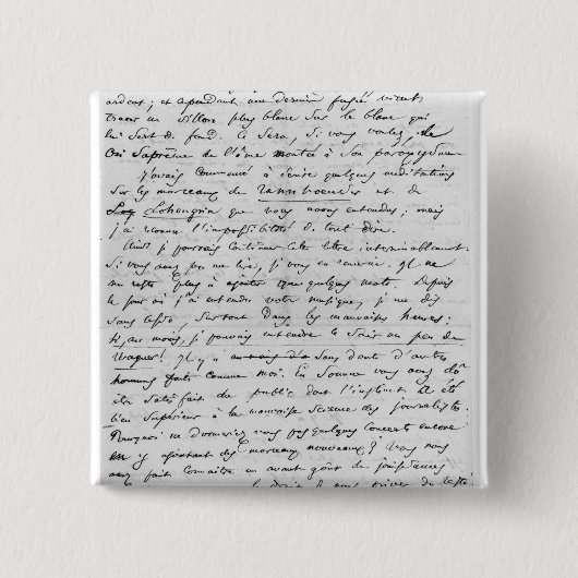 Brief aan Richard Wagner van 17 februari 1860 Vierkante Button 5,1 Cm (Voorkant)