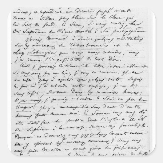 Brief aan Richard Wagner van 17 februari 1860 Vierkante Sticker (Voorkant)