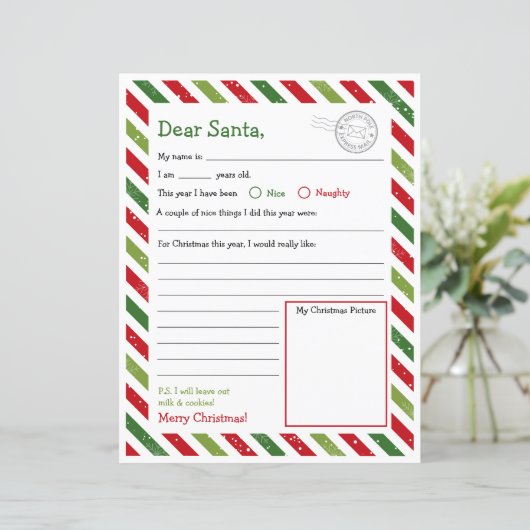 Brief aan Santa, Beste Santa Letter Kinder (Staand voorkant)