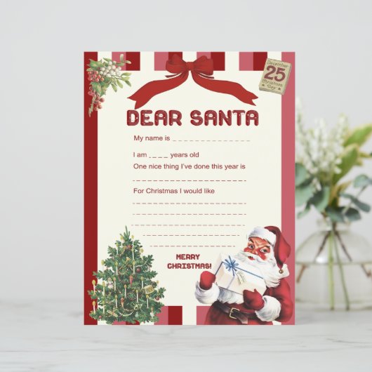  brief aan Santa Christmas Wish List Paper (Staand voorkant)
