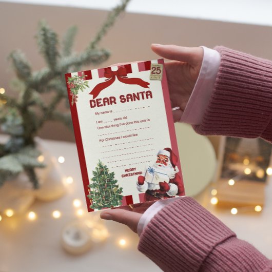  brief aan Santa Christmas Wish List Paper