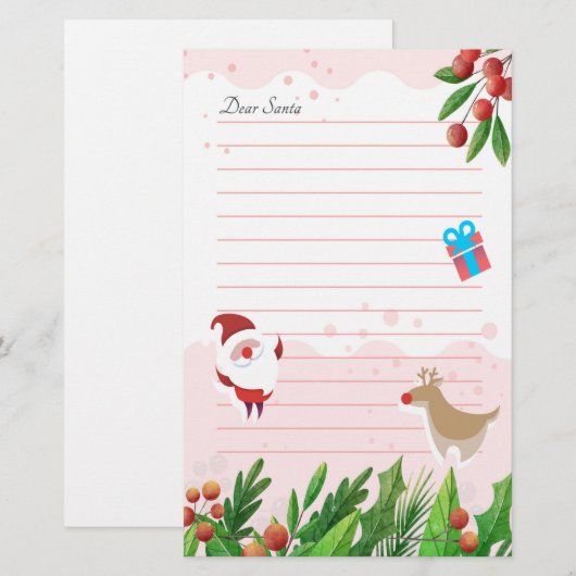 Brief aan Santa Claus Holiday Briefpapier (Voorkant / Achterkant)