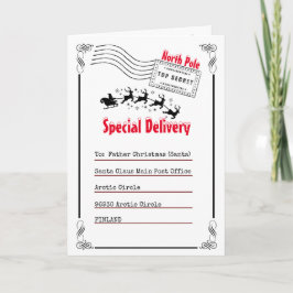 Brief aan Santa Noordpool levering kinder foto Kaart