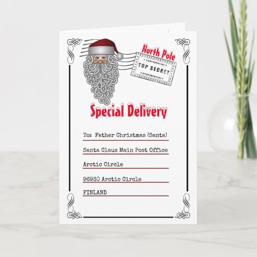 Brief aan Santa Noordpool van kinder foto Kaart (Voorkant)