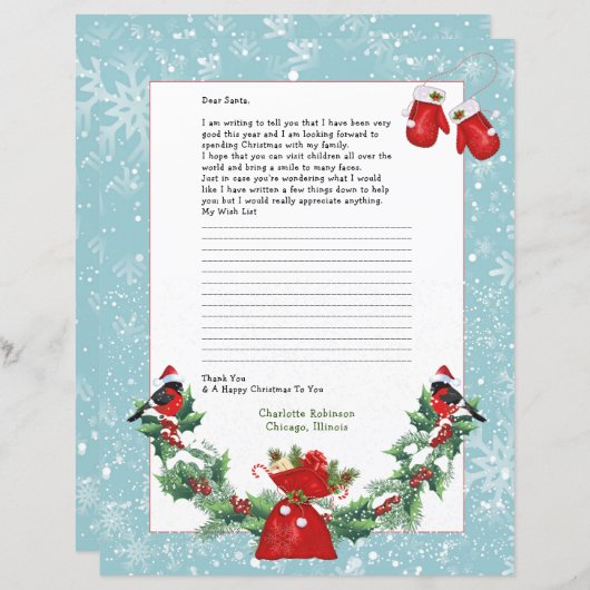 Brief aan Santa Persoonlijke Stationery (Voorkant / Achterkant)