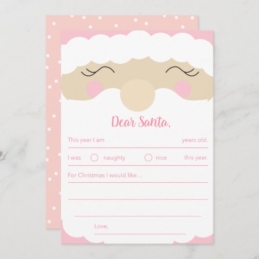 Brief aan Santa Pinkmas Feestdagenkaart (Voorkant / Achterkant)