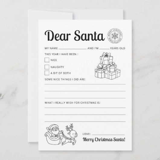 Brief aan Santa Printable Makkelijk te printen Bri (Voorkant)