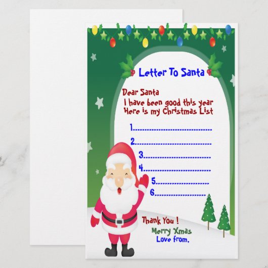 BRIEF AAN SANTA STATIONERY. (Voorkant / Achterkant)