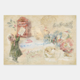 Brief aan Santa Vintage Christmas Inpakpapier Vel