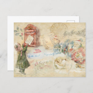 "Brief aan Santa" Vintage Feestdagenkaart