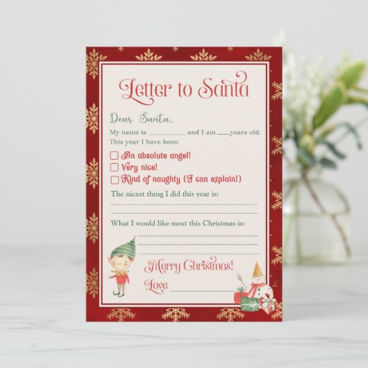 Brief aan Sinterklaas van jongenssjabloon Kaart (Staand voorkant)