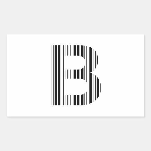 BRIEF B BAR CODE Eerste Initiaal Barcode Patroon Rechthoekige Sticker (Voorkant)