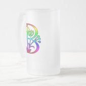 BRIEF B. COLORFUL FLORAL MONOGRAM MATGLAS BIERPUL (Voorkant links)
