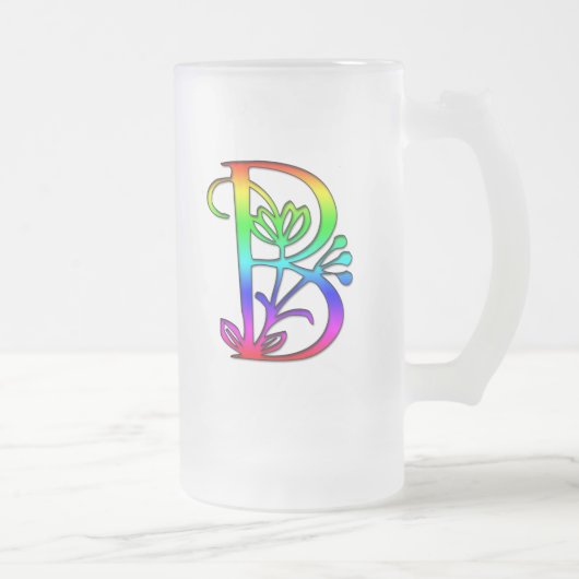 BRIEF B. COLORFUL FLORAL MONOGRAM MATGLAS BIERPUL (Rechts)