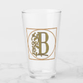 BRIEF B MONOGRAM Beauful Wedding New Home Gift Glas (Voorkant)